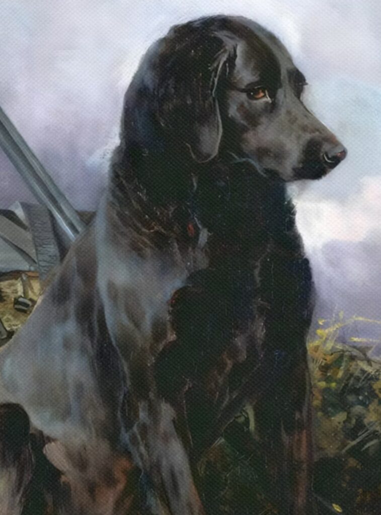 Black lab hunting dog canvas wall art print